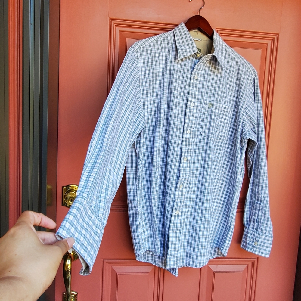 Timberland Men's Casual Green Checkered Button Down Shirt - Picture 3 of 12